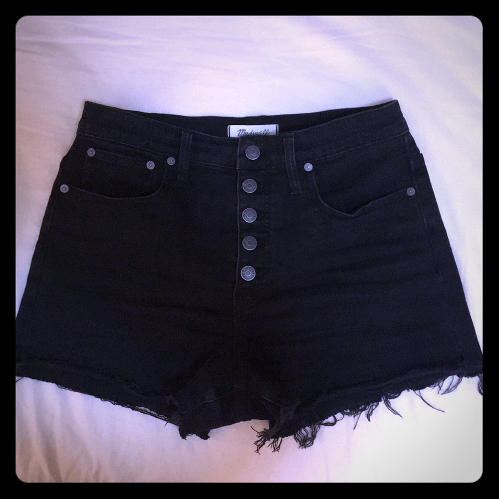 Madewell button front black shorts